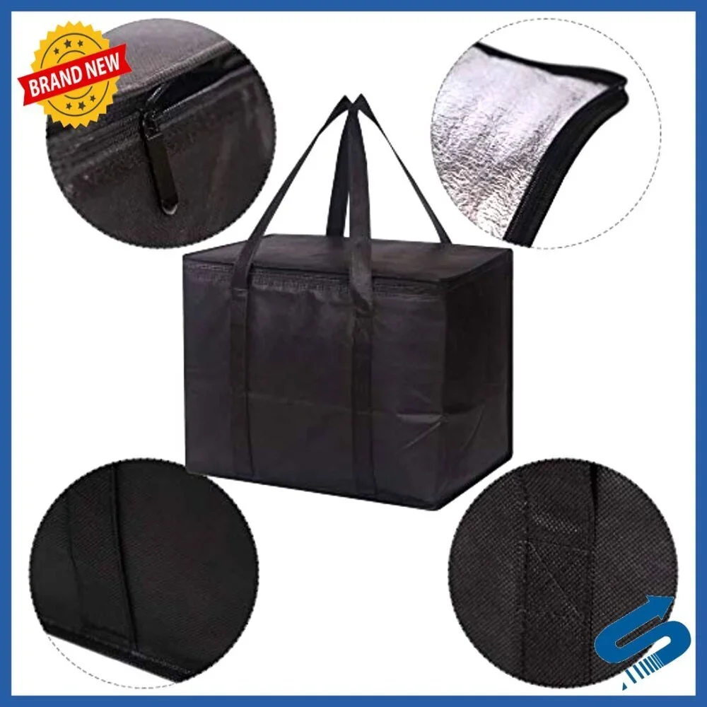 Set of 6 Insulated Reusable Grocery Totes Foldable Heavy Duty Zipper Cooler Bags